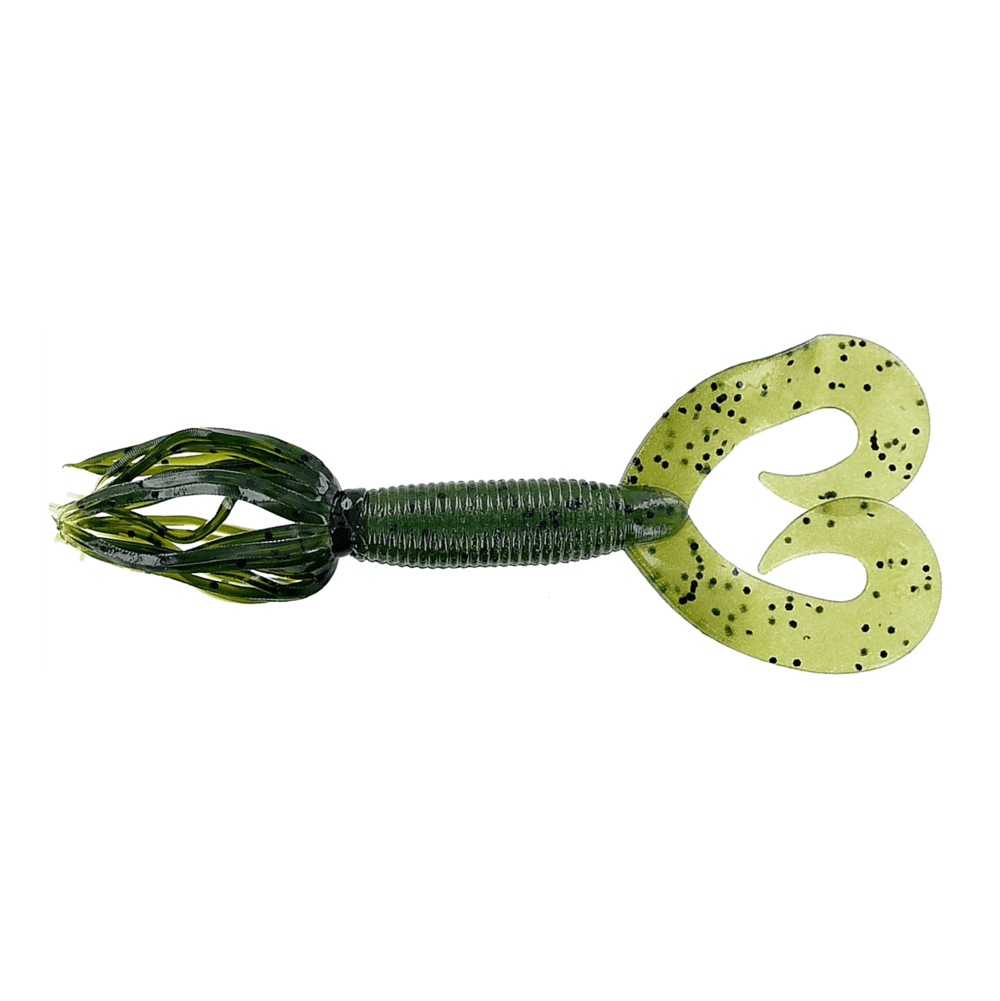 Soft Lure Yamamoto Double Tail Hula Grub 5" - 127 mm Watermelon Large Black