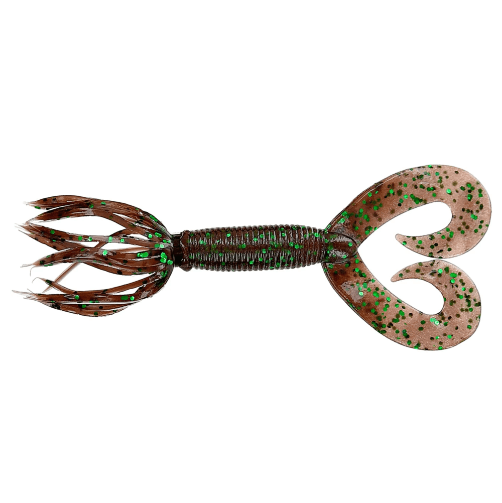 Soft Lure Yamamoto Double Tail Hula Grub 5" - 127 mm Cinnamon Large Green