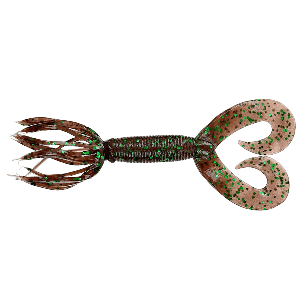 Vinilo Yamamoto Double Tail Hula Grub 5” – 127 mm Cinnamon Large Green - Tienda Bass