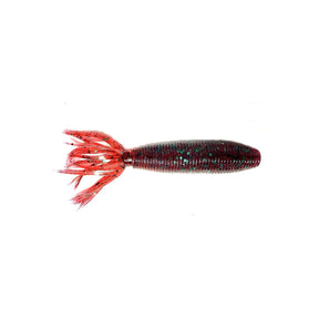 Vinilo Yamamoto Fat Ika 4" Redbug, señuelo para pesca de bass y depredadores, diseño tubo con faldón.