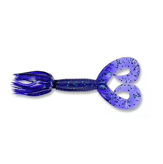 Vinilo Yamamoto Double Tail Hula Grub 5” – 127 mm June Bug Purple Emerald - Tienda Bass