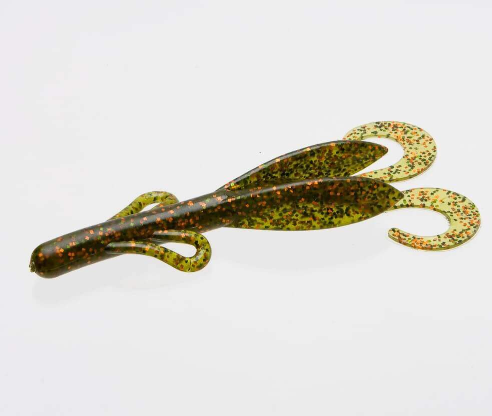 Vinilo Zoom Baby Brush Hog 101 mm Watermelon Green Orange - Tienda Bass